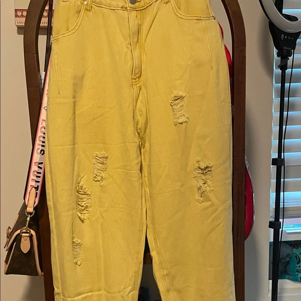 POL YELLOW Distressed baggy pants - Picture 3 of 14